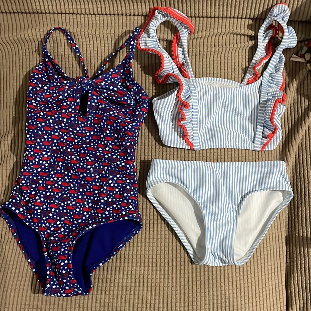 XS Red, white and blue bathing suit duo — one is Vineyard Vines by Target!